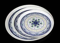 Special blue and white porcelain round melamine imitation plastic fruit plate tea tray dinner plate pastry tray