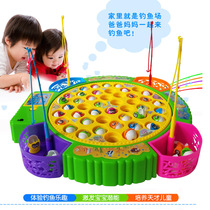 Childrens magnetic fishing toy suit electric baby music light puzzle kid electric fishing machine 3-6 years old
