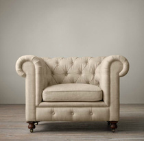 Export foreign trade Original single French vintage linen art single sofa American European high-end sofa pedal