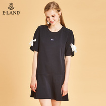 ELAND dress love Korean chic strap slim stitching ruffle dress female