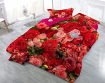  Personalized customization 3D floral cotton four-piece floral festive quilt photo Focus on quality brushed satin tencel