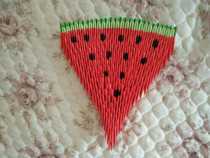 Creative triangle insert origami watermelon finished three-dimensional student homework design kindergarten