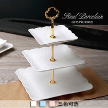  European-style three-layer fruit plate Afternoon refreshment heart rack Modern living room candy plate cake rack creative fruit plate dried fruit plate