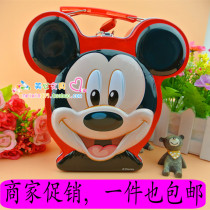 Little Spirits piggy bank Mickey Minnie Pooh bear carry key piggy bank childrens iron storage box