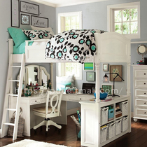 Bed table combination bed adult full solid wood multifunctional student girl childrens bed high and low bed saving space customization