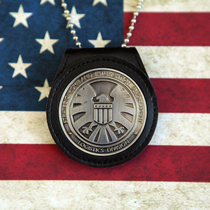 S.H. I .E.L.D. Agent Metal Badge True Multi-purpose Leather Pendant Attached with a 1-meter long bead chain