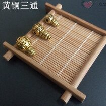 Pure handmade brass alloy retro three-way Buddha head diamond Bodhi Buddha head three beads star Moon accessories three-way Buddha head