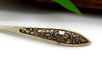 Gilt-plated bottom wrapped branch flower single tip--Qing Dynasty old silver hairpin exquisite Fujian old silver single tip (5005)
