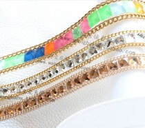 White brown colored square resin drill strip gold chain trim hot drill strip DIY shoes and hats bag clothes drill