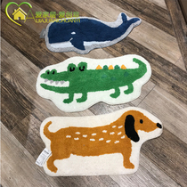 Modern House Special Cabinet Cartoon Animal Small Dogs Crocodile Shaped Pure Cotton Absorbent Door Cushion Children Room Carpets