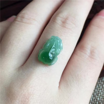 (Mingkai Jade) Natural A- cargo jade ice glutinous seed Green Dingling ring