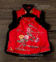 Spring Festival New Year Red heavy silk embroidered Magpie cotton Rex rabbit hair double-bocked vest Tang jacket