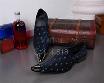 Star weaving soft leather Japanese and Korean version trendy youth shoes European and American daily leisure hair stylist mens genuine leather shoes