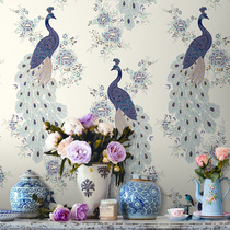 Modern new Chinese wallpaper pastoral Southeast Asia retro living room wallpaper background Peacock wallpaper non-woven wallpaper