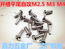 Nickel-plated washing groove slotted BT screw round head flat tail self-tapping screw M3 5M3M4*68101216
