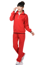 Spring and autumn cotton all red sportswear set long sleeve large size middle-aged Leisure Group square dance fitness clothing