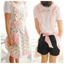 Cute Korean version Fashion fields Small Broken Flowers All Cotton Fabric Art Apron Princess Wind Protective Clothing Kitchen Apron Waterproof