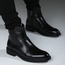 Leather boots men autumn High gang British Chelsea boots men Korean trend leisure inside black Martin boots men