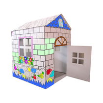 Childrens dollhouse cardboard big house carton assembly graffiti diy baby handmade game house model