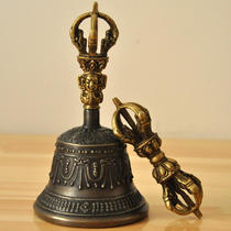 Nepal Wugu large pure copper hand-rattled bell method bell Pure copper bell clang bell pestle large bell set