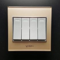 Bull switch socket series Panel 4 open dual control switch socket champagne gold four open dual control switch G22