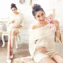 2018 photo studio pregnant woman Photo Photo Photo theme clothing shoulder white sweater maternity photo