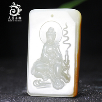 Tianzi jade carving and Tian jade jujube red seed Guanyin pendant male jade pendant jade pendant jade pendant