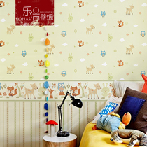 Lohas non-woven childrens room wallpaper boys and girls cartoon animals warm and cute bedroom children wallpaper