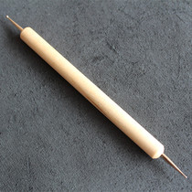 DIY Handmade Leather Sculpture Tool Leather Carved Wood Handle Sketching Pen Scribe Pen Fine Two-headed Sketching Pen