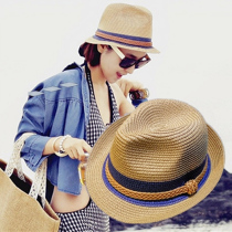 South Koreas new summer bowler hat Lady Sun sunshade sunscreen Beach seaside holiday British jazz straw hat