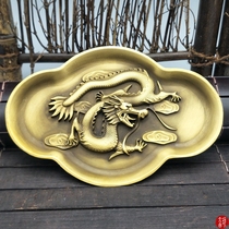 Hot sale antique Qianlong year-made reliefs old goods old goods high-grade ornaments pen washing set of Dragon copper fruit plate