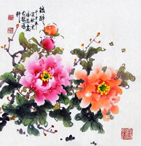 (Art Gallery Calligraphy Painting) C24081 Country Painting Writing Flowers and Birds Boutique Peony Drunkenness (Three Chi Duo Square)