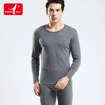 Solid color slim Foundation thermal underwear mens suit round neck casual cotton sweater autumn and winter base trousers set