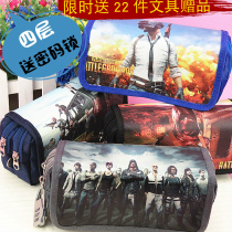 Jedi Survival Pen bag male canvas Primary School students eat chicken escape four-layer password lock stationery box boys