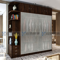 Wire glass wardrobe door sliding door sliding door hanging door bookcase door clip Juan glass screen partition Xuan
