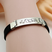 Ganwumei Small Buried Cartoon Animation Flat Titanium Steel Bracelet Creative Design Simple Versatile Fashion Stainless Steel Hand Jewelry