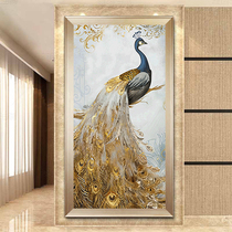 5d Diamond painting full of diamond porch corridor vertical version European-style sticking cross stitch rich peacock living room new diamond embroidery