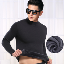 Green middle aged pure cotton male in high collar plus suede thickened thermal underwear single piece blouse for old man cotton wool bottom autumn clothes
