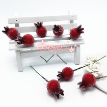 Christmas Red Fruits Crystal Glass Beads Simulation Fruits Frosted Persimmon Fruit Berries Handmade Material Decorate Apple Pomegranate