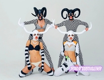 Bar Nightclub DJ Singer DS Sexy Black-and-white Lattice Bullhorn Headwear Exaggerated Party Gig Costume