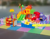 Childrens park Indoor and outdoor slide amusement equipment Rest area Early education parent-child garden fence slide swing combination