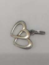 French 20 century hollowed-out double heart pure silver item pendant