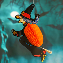 Halloween decorations flying witch pendant bar mall decoration props supplies witch small hanging paper pendant