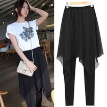 Hong Kong boomer MKK spring and summer Korean version fake two-piece underpants dress pants big code female irregular snowspun half body dress woman