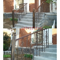 Stair handrail iron railing balcony guardrail solid wood staircase iron column finished wrought iron