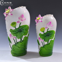 Ceramic lotus bottle incense tube Vase flower arrangement home for Buddha incense stick flower arrangement ornament Dehua white porcelain Buddhist supplies