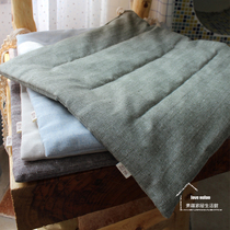  Japanese-style dark pattern striped cotton and linen chair cushion plain simple literary office chair Retro dining chair cushion comfortable fabric