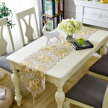 Champagne table flag embroidery tea table cloth Dining table cloth Hollow TV cabinet cloth Modern European table flag high-end luxury