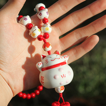 Handmade specialty car pendant trucket car pendant magenta turquoise car pendant ceramic interior pendant