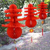 New Years Spring Festival Spring Lantern Plastic Paper Lantern New Year Festival Festive Decoration Folding Red Lantern Hanging